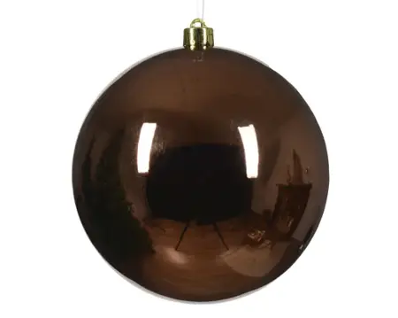 Kerstbal plastic d14cm glans espresso