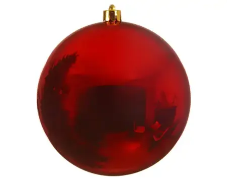 Kerstbal plastic d14cm glans kerstrood - afbeelding 1