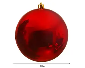 Kerstbal plastic d14cm glans kerstrood - afbeelding 3
