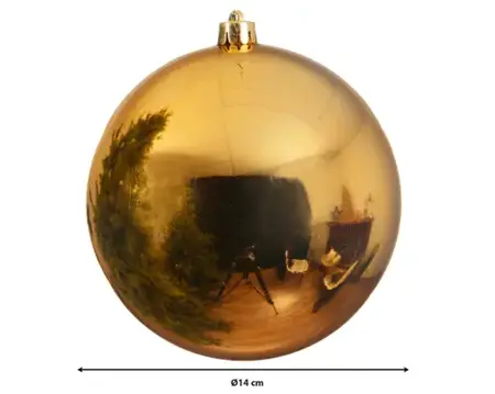 Kerstbal plastic d14cm glans lichtgoud - afbeelding 3