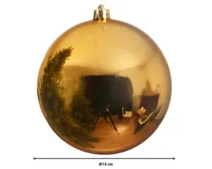 Kerstbal plastic d14cm glans lichtgoud - afbeelding 3