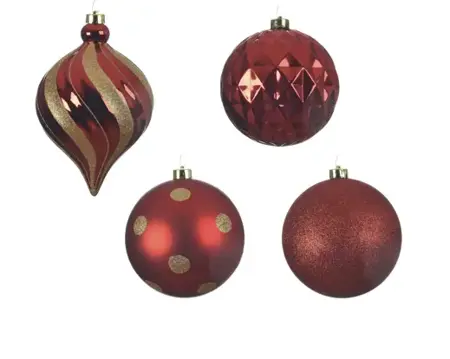 Kerstbal plastic d15cm 6st kerstrood - afbeelding 2
