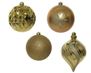 Kerstbal plastic d15cm 6st lichtgoud - afbeelding 2