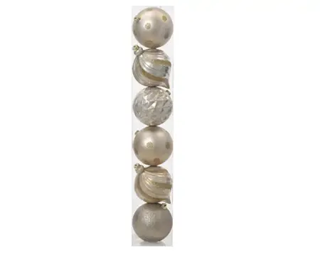 Kerstbal plastic d15cm 6st parel - afbeelding 1