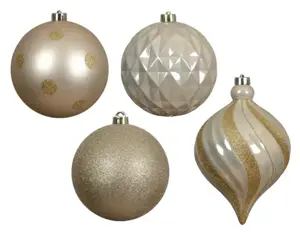 Kerstbal plastic d15cm 6st parel - afbeelding 2