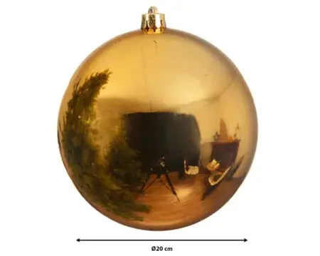 Kerstbal plastic d20cm glans lichtgoud - afbeelding 3