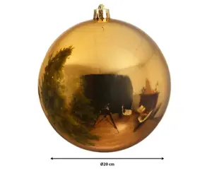 Kerstbal plastic d20cm glans lichtgoud - afbeelding 3