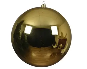 Kerstbal plastic d25cm glans lichtgoud
