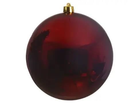 Kerstbal plastic d25cm glans ossenbloed