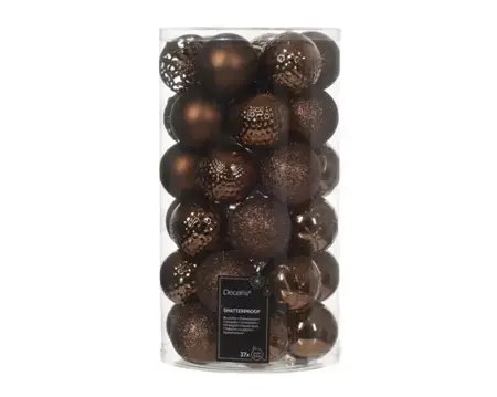 Kerstbal plastic d6cm 37st espresso - afbeelding 1