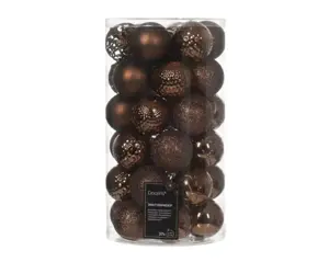Kerstbal plastic d6cm 37st espresso - afbeelding 1