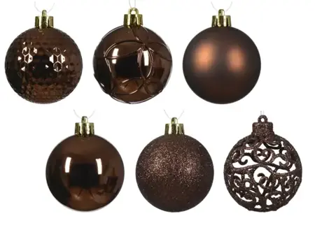 Kerstbal plastic d6cm 37st espresso - afbeelding 2