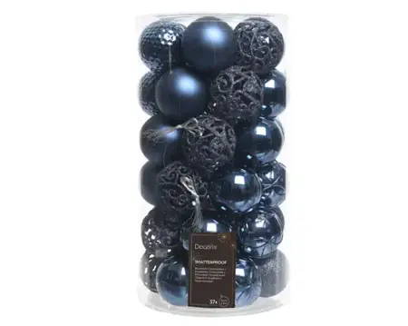 Kerstbal plastic d6cm 37st nachtblauw - afbeelding 1