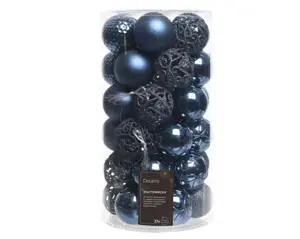 Kerstbal plastic d6cm 37st nachtblauw - afbeelding 1