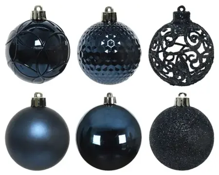 Kerstbal plastic d6cm 37st nachtblauw - afbeelding 3