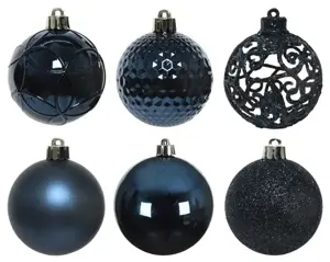 Kerstbal plastic d6cm 37st nachtblauw - afbeelding 3