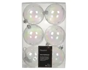 Kerstbal plastic d8cm transparant/iris 6st - afbeelding 1