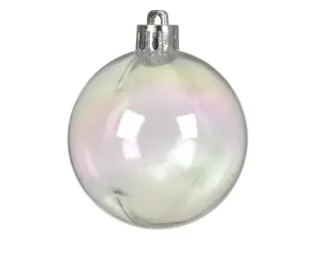 Kerstbal plastic d8cm transparant/iris 6st - afbeelding 2