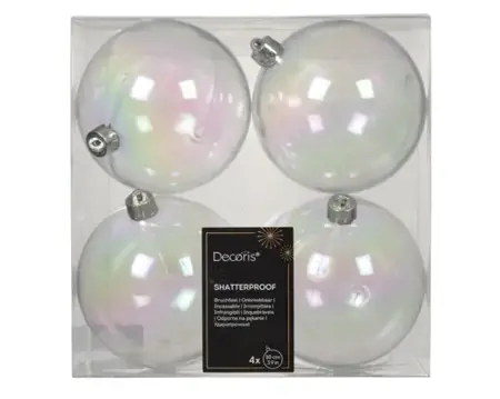Kerstbal plc d10cm 4st transparant/iris - afbeelding 1