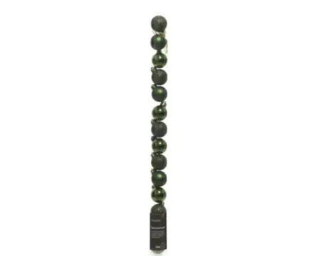 Kerstbalmix plastic d3cm 14st dennengroen - afbeelding 1