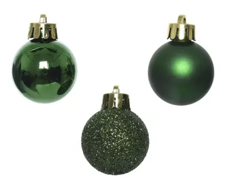 Kerstbalmix plastic d3cm 14st dennengroen - afbeelding 2