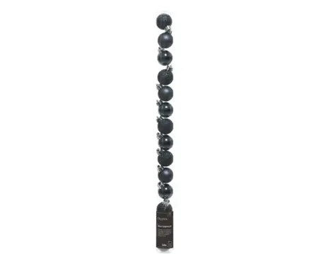 Kerstbalmix Plastic d3cm 14st Nachtblauw - afbeelding 1