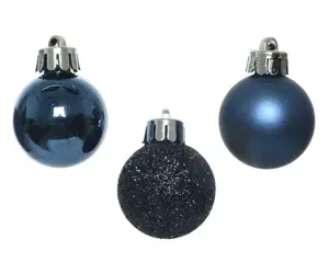 Kerstbalmix Plastic d3cm 14st Nachtblauw - afbeelding 2