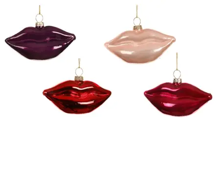 Kersthanger glas lippen - assortiment