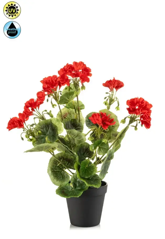 Kunstplant in Pot Geranium Rood UV Bestendig 38cm - Tuincentrum ...