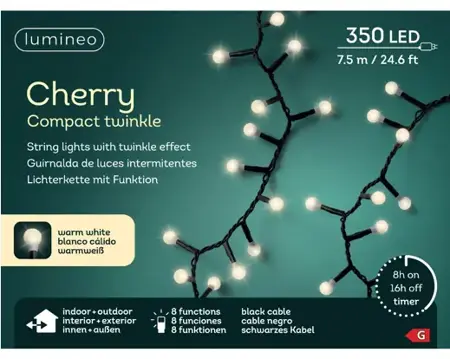 LED cherry lights 750cm zwart warm wit - afbeelding 1