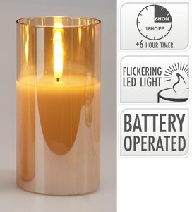Ledkaars glas 15cm - afbeelding 2