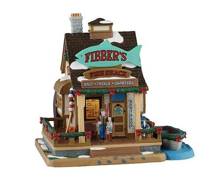 Lemax Fibbers fish shack + 4,5 Volt Adapter