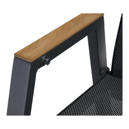 Lesli living standenstoel amir teak negro detail