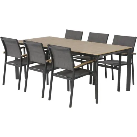 Lesli Living Tuintafel Arezzo 200cm met textileen stoelen