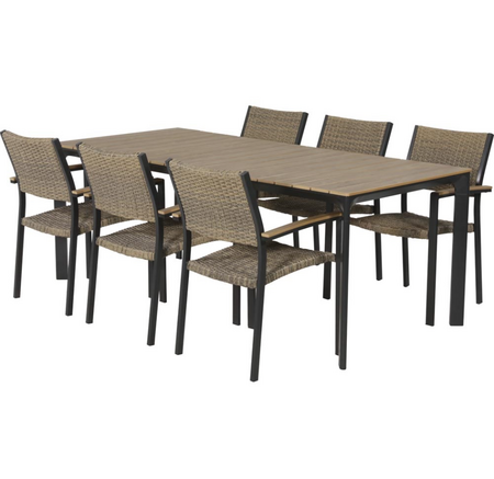 Lesli Living Tuintafel Arezzo 200cm met wicker stoelen