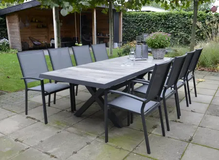 Lesli Living Tuintafel Castilla 2.0 Negro 240cm met stoelen