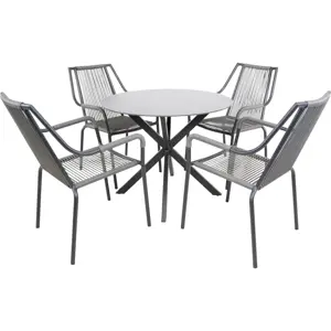 Lesli Living Tuintafel Crest 90cm met touwstoelen