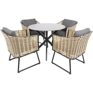 Lesli Living Tuintafel Crest 90cm met wicker stoelen