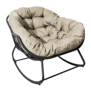 Lounge- schommelstoel Rocking Grijs Frame Creme kussen (PRE-ORDER)