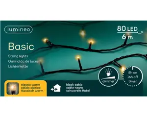 Lumineo Basic rice 6m-80LED zwart/klassiek warm - afbeelding 6