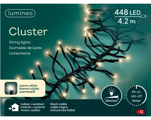 Lumineo Clusterverlichting - warm wit - 768 leds - 600 cm