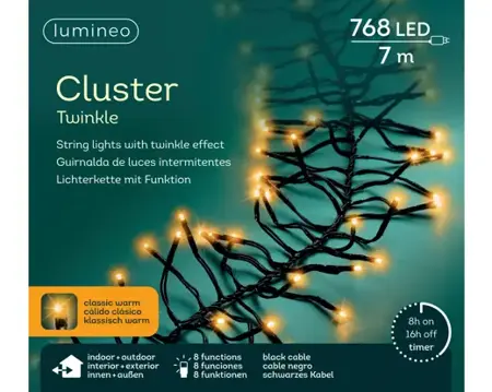 Lumineo Cluster twinkel 6m 768led klassiek warm - afbeelding 1