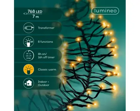 Lumineo Cluster twinkel 6m 768led klassiek warm - afbeelding 2