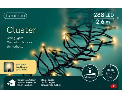 Lumineo led cluster 260cm-288l zwart/soft gold - Tuincentrum GroenRijk ...