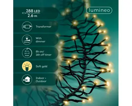 Lumineo led cluster 260cm-288l zwart/soft gold - afbeelding 8
