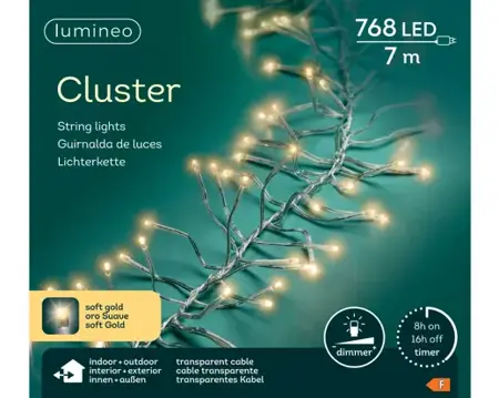 Lumineo led clusterlight 7m 768led transparant/soft gold - afbeelding 1