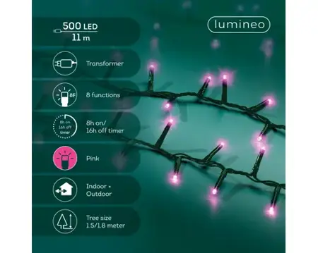 Lumineo led compact lights 11m 500led roze - afbeelding 1