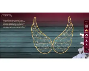 Lumineo led engelvleugel 50x24cm 260led goud/warm wit/klassiek warm - afbeelding 1