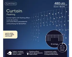 Lumineo led gordijn 3.1m-480LED transparant/warm wit - afbeelding 3