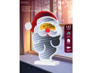 Lumineo led infinity hoofd kerstman 143LED multi - afbeelding 3